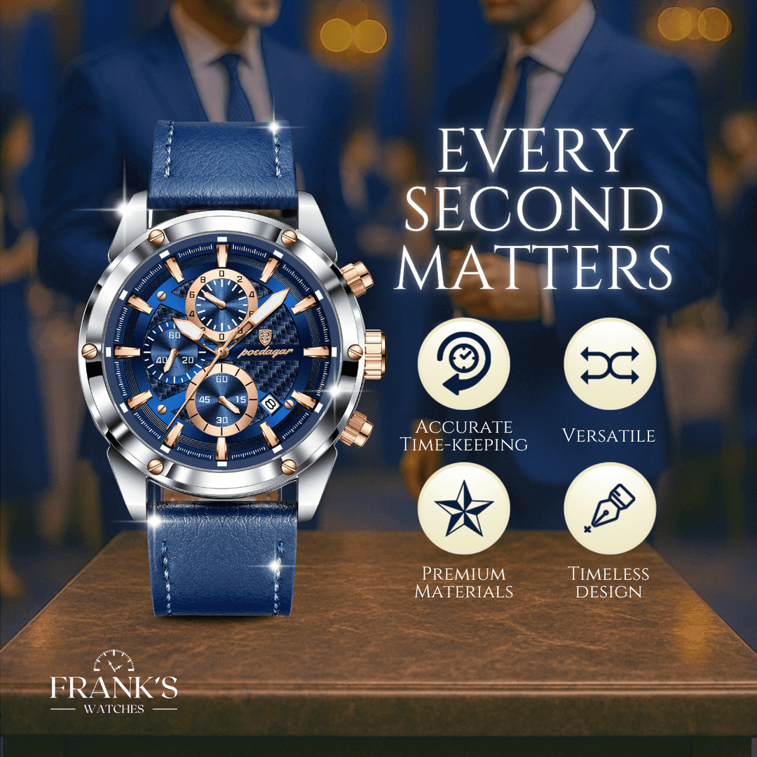 Rockford | Men’s Leather Strap Multifunction Quartz Watch | 41mm