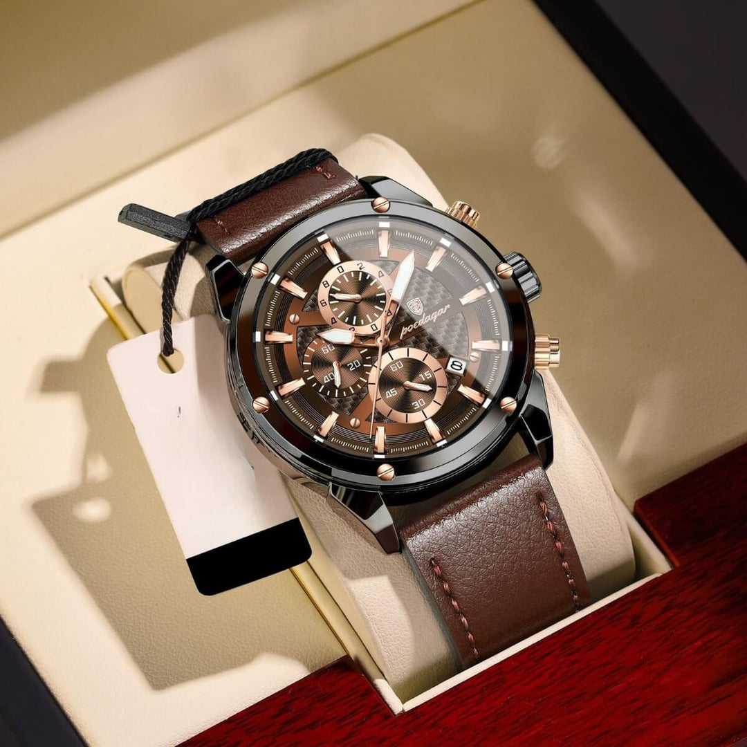 Rockford | Men’s Leather Strap Multifunction Quartz Watch | 41mm